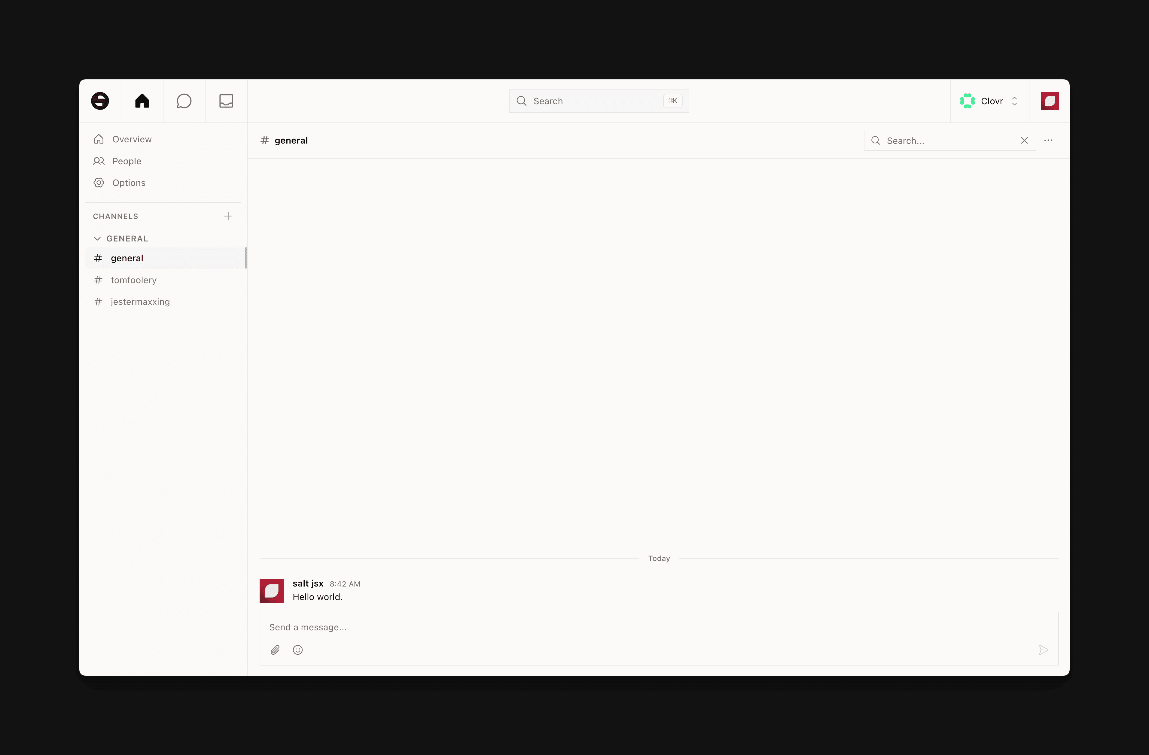 Full Portal workspace view — sidebar with channels, main chat area, thread panel open